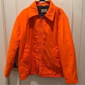 Woodfield Men’s Orange Full Zip Jacket.  Large. Some flaws as noted in pictures.